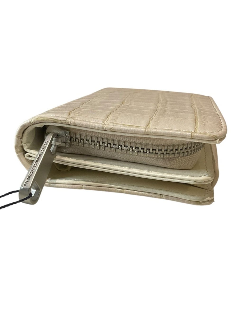 French Connection Emmy Croc-Embossed Fold Zipper Wallet in Neutral - Picture 11 of 11